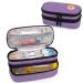 Curmio double layer adrenaline pocket travel bag for adrenaline portable storage bag for adrenaline insulin or adrenaline accessories such as 2 epipens AUVI-Q and asthma inhalator purple