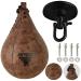 FISTRAGE Speed Bag Boxing Ball Leather MMA Muay Thai Training Punching Dodge Striking Kit with Free Hanging Swivel Workout Speedball Kicking Platform Equipment Vintage Black