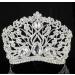 Janefashions Large Floral Clear White Austrian Rhinestone Crystal Tiara Crown With Hair Comb Headband Veil Headpiece Beauty Queen Princess Pageant Theater Show Bridal Silver T901