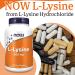 Now Foods L-Lysine 500mg - 250 Vegan Capsules | Lab-Tested Amino Acid | Gluten & SOYA Free | Vegetarian - Buy Online on GoSupps.com