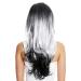 WIG ME UP ZM-1830 Ombre Balayage Long Ladies Wig - Stylish Black White & Grey Middle Parting Hairpiece for International Shipping - Buy Online on GoSupps.com