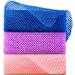 BAIMEI 3 Pieces African Net Sponge Bath Sponge Exfoliating  Long Body Scrubber for Skin Clean (Pink  Purple  Blue)