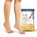 Zipper Compression Socks 20-30mmHg Open Toe with Zip Guard Skin Protection - Medical Zippered Compression Socks for Men & Women - 2XL, Beige XX-Large Beige