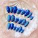 Luvadeyo 24 PCs Blue Gradient Coffin Press on Nails | Glitter Artificial False Nails for Women & Girls | Double-Sided Adhesive Tabs Included - Buy Online on GoSupps.com