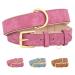 Beirui soft padded leather dog collar for dogs comfortable hard-wearing for small medium-sized and large dogs leather collar with high-quality alloy fittings for daily pink S S: neck 25-33 cm width 1.5 cm pink pink