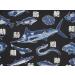 Furoshiki Wrapping Cloth: Kanji Fish on Black Base Japanese Fabric 50cm - Buy Online on GoSupps.com
