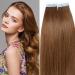 SEGO TAPE Extensions Real Hair 20 Tressen/30 g adhesive tape hair extension hair parts 100% remy human hair glue light brown#6-1 16 "(40cm) -30g