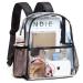 Vorspack Clear Backpack Stadium Approved - Clear Mini Backpack 12x12x6 for Women Stadium Backpack with 2 Water Holders Heavy Duty for Concert Work Sport Games Festival Venues- Black