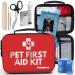 Dog First Aid Kit-Pet First Aid Supplies to Treat Your Dogs & Cats in an Emergency.  Set Includes Pet First Aid Kit Book, Tick Remover, Slip Leash & All Essentials. for Home, Office, Car, Travel Essential 53 piece