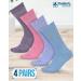 Doctor's Select Bamboo Diabetic Socks Women - 4 Pairs Crew | Size 6-9/9-11 | Light Blue/Purple/Pink | Medium - Buy Online on GoSupps.com