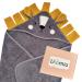 Liomio hooded towel Baby 75x75 cm Made in EU Baby towel with hood made of 100% cotton Oeko -Tex 100 - also as a baby bath towel or baby gift - sweet baby towel hood with motif - lion lion - anthracite