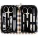 3 Swords Germany - brand quality 8 piece manicure pedicure grooming kit set for professional finger & toe nail care scissors clipper fashion leather case in gift box Made by 3 Swords (002013) CHEQUERED