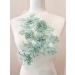 PEPPERLONELY 3D Beaded Flower Sew on Embroidered Lace Applique Wedding Dress Bride's Gown Headdress Adornment DIY Patch Clothing Accessories, 13.5 x 8.5 Inches, Green #6 Green