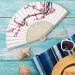 2-Piece Folding Bamboo Hand Fans with Tassel - White Cherry - Perfect for Gifts & Wall Decoration | Traditional Women's Handheld Fans - Buy Online on GoSupps.com