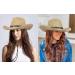 Khaki Straw Cowboy Cowgirl Hat with Wide Brim Sun Protection - Men Women Western Style - Buy Online on GoSupps.com