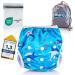 Neufeld swimming diaper baby (including free bag & e -book) - reusable swimming diaper 2 years - baby swimming diaper (gr. S blue) S (up to 12kg) Funny sharks