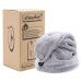 myHomeBody Hair Towel Wrap | Luxury Anti-Frizz Rapid-Dry Hair-Drying Turban | Ultra Soft and Quick Drying Absorbent Charcoal Fiber, with Coconut Shell Button Grey 1