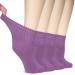Hugh Ugoli Women Diabetic Ankle Socks Super Soft & Thin Bamboo Socks Wide & Loose Non-Binding Top & Seamless Toe 4 Pairs 10-12 Lilac (4 Pairs)