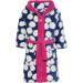 Playshoes Kinder Fleece bathrobe with hood fluffy morning mantle for girls with flower pattern 12-24 months (manufacturer size: 86/92) blue (marine 11)