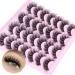 JIMIRE Russian Strip Eyelashes Cat Eye Volume Eyelashes Natural Look Like Eyelash Extensions Fluffy 16MM Thick Faux Mink Lashes 14 Pairs Pack Volume Cat Eye