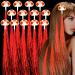 30 Pack Red LED Lights Hair Light-Up Fiber Optic LED Hair Barrettes Extensions Light Flashing Fiber Optic Hair Braid Barrettes Hair Clips for 4th of July Party Favors Festival Party Bar Concert