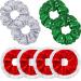 8 Pieces Large Size Christmas Hair Scrunchies Cute Elastics Scrunchies Glittery Sequin Green Silver Hair Bands Red Fabric Hair Accessories with White Fur for Hair Decoration
