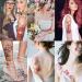 Kotbs 6 Sheets Large Temporary Tattoos Flower Paper Sexy Body Tattoo Sticker for Women & Girl Fake Tattoo (Lily  Peach  Plum  Peony) Flower-2: Peach  Plum  Peony (6 Sheets)