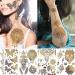 Rejaski 9 Sheets Flash Gold Metallic Temporary Tattoos - Bohemian Designs for Women, Adults - Fake Tattoo Stickers with Indian Tribal Elephant, 3D Wolf, Lion, Snake, Mandala Flower, Halloween Skull, Butterfly, Feather, Glitter - Buy Online on GoSupps.com