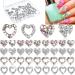 36 Pieces 3D Heart Nail Charms for Nail Heart Nail Rhinestone Decals Love Crystal Nail Charms Diamond Alloy Nail Gems Decorations for Women Girls Valentine's Day (Modern Style)