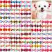 Mruq pet 100pcs Dog Hair Bows, Bulk Small Yorkie Dog Bows with Rubber Bands, Pet Little Dog Hair Accessories Bows, Handmade Mix Puppy Doggie Bowknot for Holiday Daily Dog Cat Grooming Accessories A095-100pcs Small Dog Hair Bows