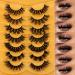 JIMIRE Eyelashes Fluffy Volume Lashes Dramatic Strip D Curl False Eyelashes 20MM Mink Lashes Bulk Full Volume 7 Styles Mixed 7 Pairs Multipack