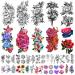 Yazhiji 40 sheets Waterproof Temporary Tattoos Large Flowers Collection Lasting Fake Tattoo Stickers for Women or Girls Beauty Decoration