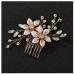 SWEETV Gold Bridal Hair Comb-Handmade Wedding Hair Clip Wedding Hair Accessories for Women
