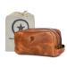 Aaron Leather Goods Leather Toiletry Bag for Men and Women Brown 10.5 Inch (Cerulean)