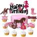 25 Pieces Cowgirl Cake Toppers Include Hat Purse Horse Cupcake Toppers Horse Party Decorations for Baby Shower Birthday Party Western Cowgirl Theme Party Decorations
