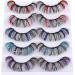 wiwoseo Eyelashes Russian Strip Lashes Decorative Eyelashes D Curly Russian Volume Natural Fluffy Wispy Lashes Festival Styles Faux Mink Lashes 3D Effect Fake Eyelashes for Valentine's Christmas New Year Cosplay Party Stag…