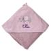 Upstitch Studio hooded towel for baby (75x75cm) with names personalized in Mauve/purple for girls from 100% cotton baby towel 75 x 75 cm mauve