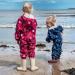 LittleLife Children's Waterproof Fleece-Lined All-In-One Puddle Rain Suit - Pink Flowers 12-18 Months - Buy Online on GoSupps.com