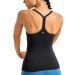 CRZ YOGA Seamless Workout Tank Tops for Women Racerback Athletic Camisole Sports Shirts with Built in Bra Medium Black