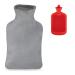 Relaxdays hot water bottle with cover fluffy cuddly hot water bottle 1.5l bed bottle odorless natural rubber grey/red 1 piece