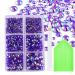 BLINGINBOX 2000pcs Flat Back Rhinestones 5 Mixed Sizes(2-6 mm) Round Resin AB Rhinestones with Point Drill Box and Picking Pen for Nail Art Eye Makeup DIY Crafts (Dk.Amethyst AB)