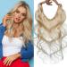 16 inches SEGO One Piece Invisible Secret Wire Hair Extension Headband Real Human Hair No Clip in #60 Platinum Blonde Wavy Curly Remy Hairpieces for Women (60g) 16 Inch #60 Platinum Blonde