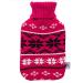 Heat bottle with reference 2l - Soft cover in pink knit with Christmas design For pain relief & relaxation on the back stomach shoulder & neck etc. - natural rubber axion