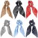 Cutewing Hair Scarf Ties Paisley Ponytail with Scarf 2 in 1 Hair Scrunchies Scarf Strong Elastic Hair Scrunchy Hair Bows Hair Bands Hair Accessories for Women Girls with 6PCS MO10A