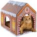 LiBa Cardboard Holiday Cat House with Scratch Pad and Catnip, Cat Bed for Indoor Cats, Cat Scratching Toy, Christmas Decorations Cat Gifts for Cats A. Gingerbread