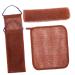 Outanaya 1 Set Bath Towel Back Washing Loofah Bath Back Brush Exfoliating Body Scrubber Sponge Nylon Brown