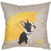 Fjfz Boston Terrier with Yellow Umbrella Dog Lover Decor Gift Cute Funny Decoration Cotton Linen Home Decorative Throw Pillow Case Cushion Cover for Sofa Couch, 18" x 18"