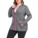 COOTRY Womens Plus Size Workout Jackets Full Zip Up Lightweight Athletic Running Hoodies with Thumb Holes A-thumb Holes Gray 2X