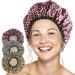 Shower Caps for Women 3 Pack in Different Designs - Large Opening for Short and Long Hair - Reusable Bath Hair Cap for Ladies, Men and Kids Leopard Print