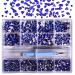 3320Pcs Sapphire Nail Art Rhinestones Crystal 3D Rhinestones Gems Jewels Diamond 24 Types of 320 Diamonds + 3000 Round Beads Crystals 3D Flat Back Gemstones for Nail DIY Crafts with Tweezers Pen Sapphire blue